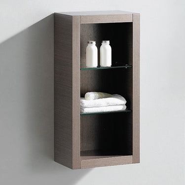 Fresca Allier Gray Oak Bathroom Linen Side Cabinet w/ 2 Glass Shelves Linen Cabinet Fresca